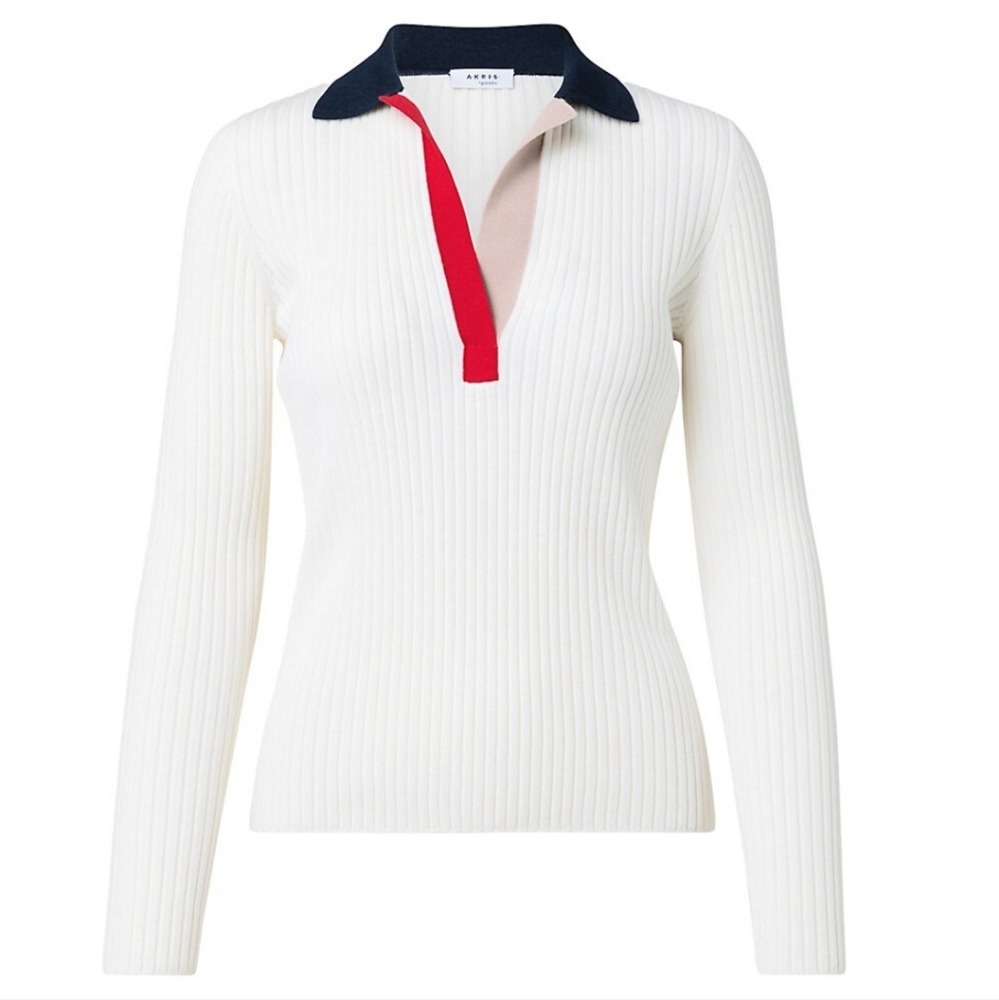 NWT Akris Punto Colorblock Rib-knit Top